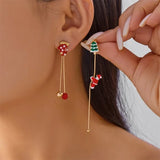Trendy Christmas asymmetrical dangle earrings for women, festive holiday jewelry by HSF Marketplace