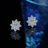 Moissanite sunflower stud earrings in 925 sterling silver, luxury designer-style women's fine jewelry