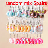 Cute donut earring set, 10-piece resin dangle jewelry collection in assorted colorful designs