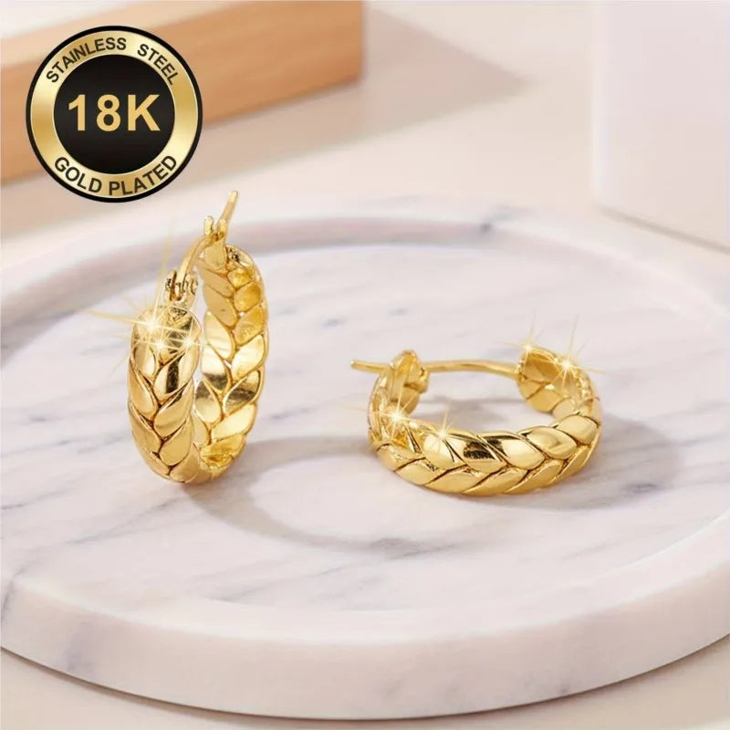 18K gold plated stainless steel hoop earrings for women by HSF Marketplace