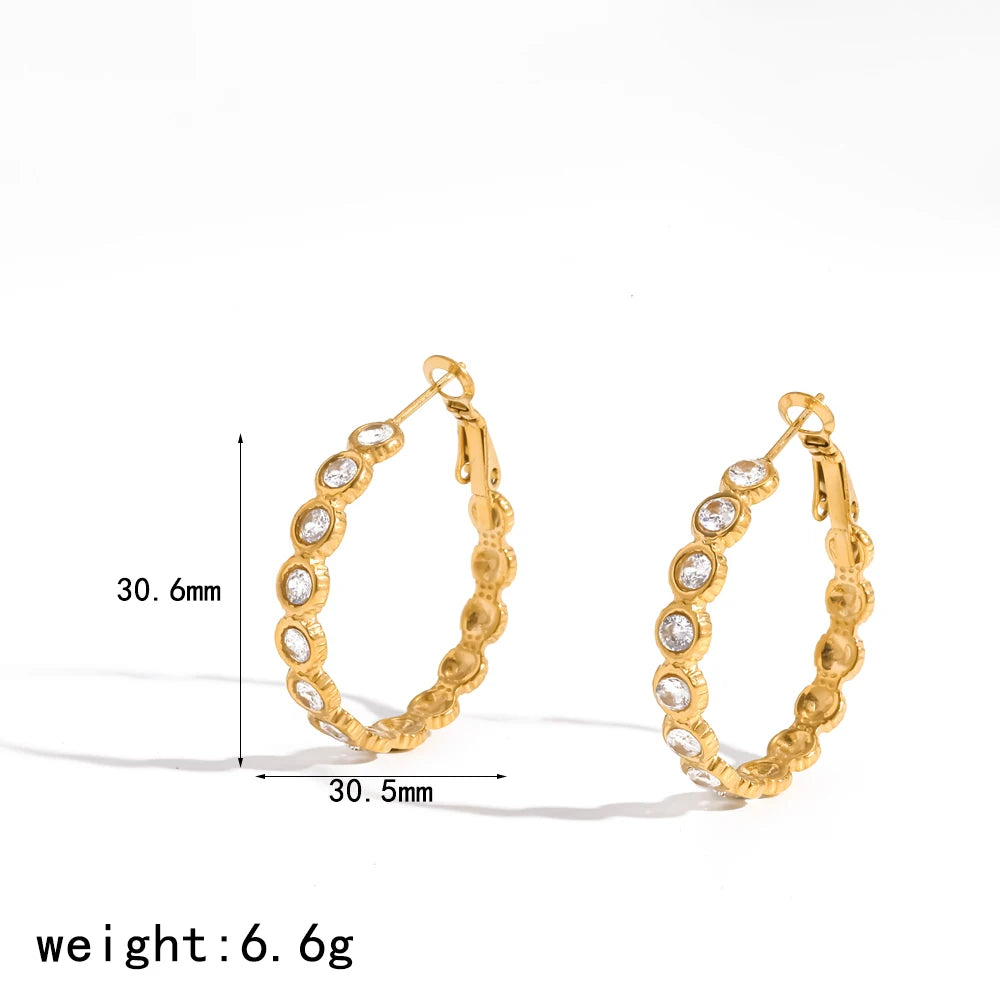 18K gold plated C-shaped zircon hoop earrings for women by HSF Marketplace