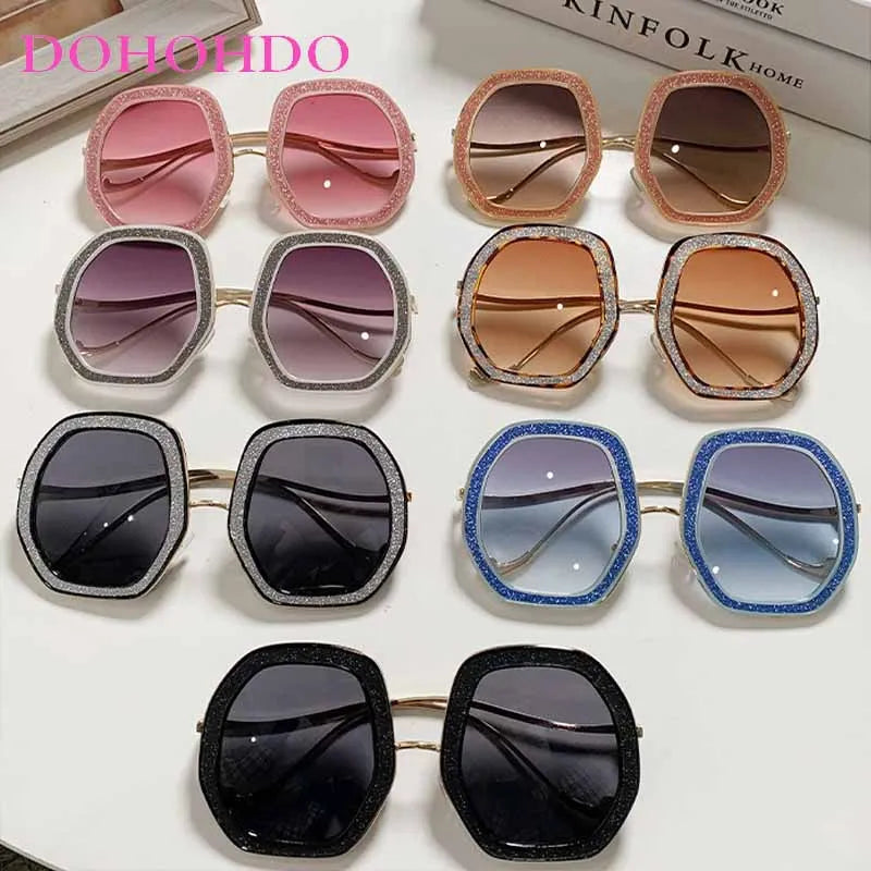 Trendy oversized oval frame women's sunglasses by HSF Marketplace with UV400 protection, ideal for summer travel and street fashion.