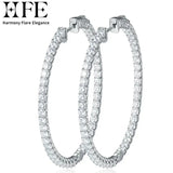 Moissanite hoop earrings in sterling silver, elegant jewelry for women by HSF Marketplace