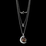 Set of three zodiac moon glow pendant necklaces with birthstone cards, perfect birthday jewelry gift for friends.