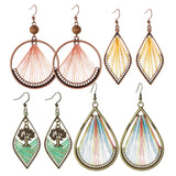 Colorful wire-wrapped boho dangle earrings for women by HSF Marketplace