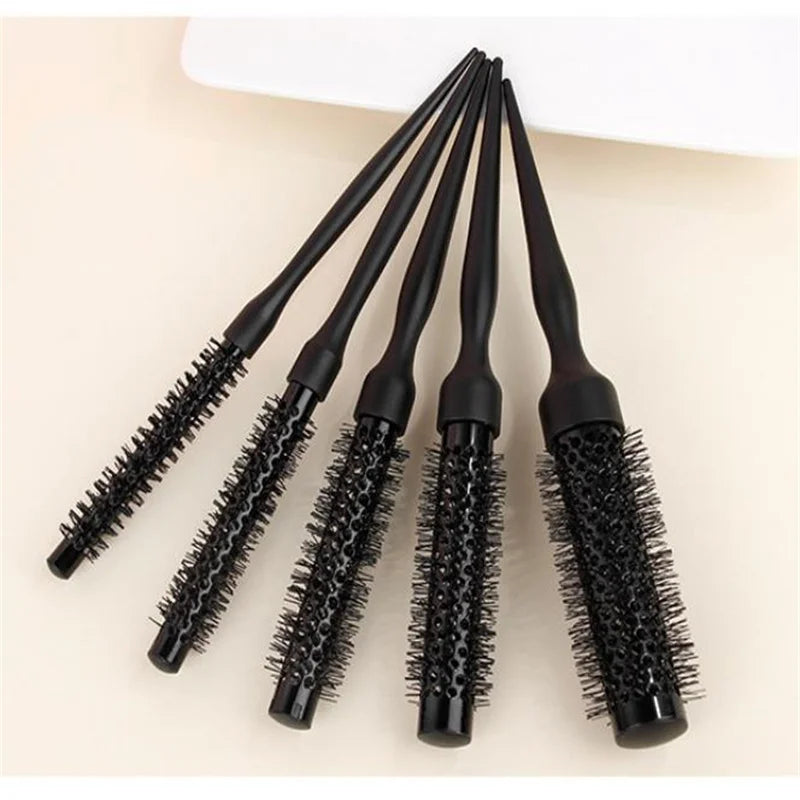 1/5PCS Black Curly Round Hair Comb Aluminum Tube Hair Brush Comb Professional Hairdresser Comb Salon Barber Styling Tool