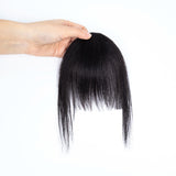 Wavy curly human hair messy bun ponytail with clip-in air bangs and fringe for women