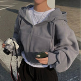Women's hooded zip-up sweatshirt, casual autumn-winter style, K-Culture merch by HSF Marketplace