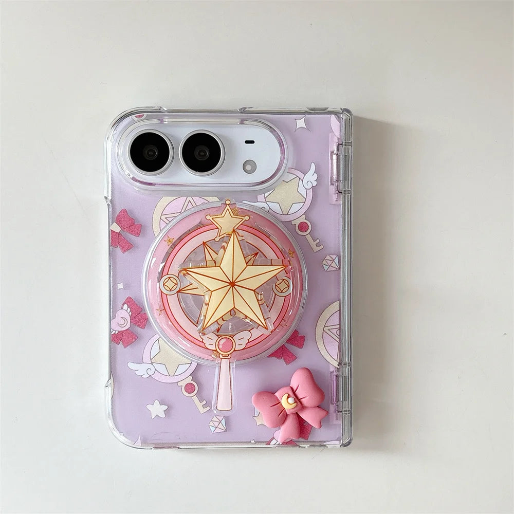 Korean cute pink bowknot folding phone case for iPhone Duo by HSF Marketplace