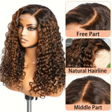 5x5 glueless deep wave human hair wig, 1B/30 ombre lace front with highlighted curls for women