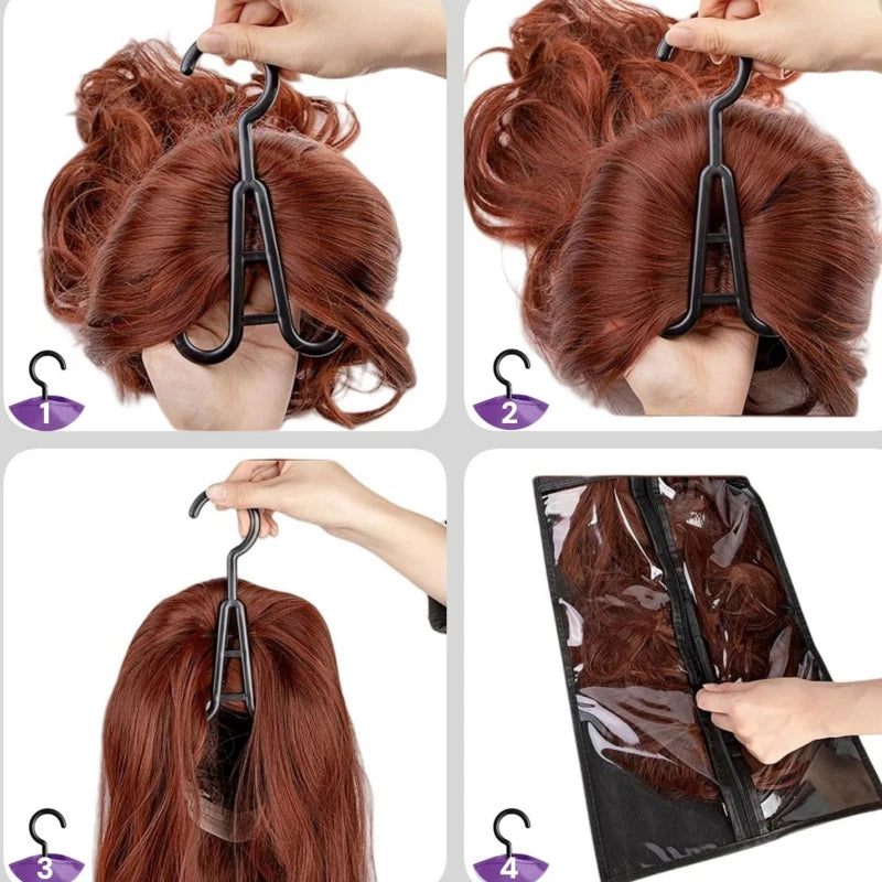 1Set/2sets Wig Storage Bag With Hanger Hair Bags With Plastic Hanger For Virgin Hair Wig Organizer Hangers For Multiple Wigs