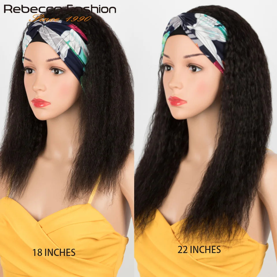 Kinky straight 22-inch human hair headband wig by HSF Marketplace