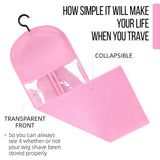 Wig Storage Bags Hair Extensions Storage Bag with Hanger for Lace Wigs Hair Extension Holder Wig Hanger with Bag Wig Accessories