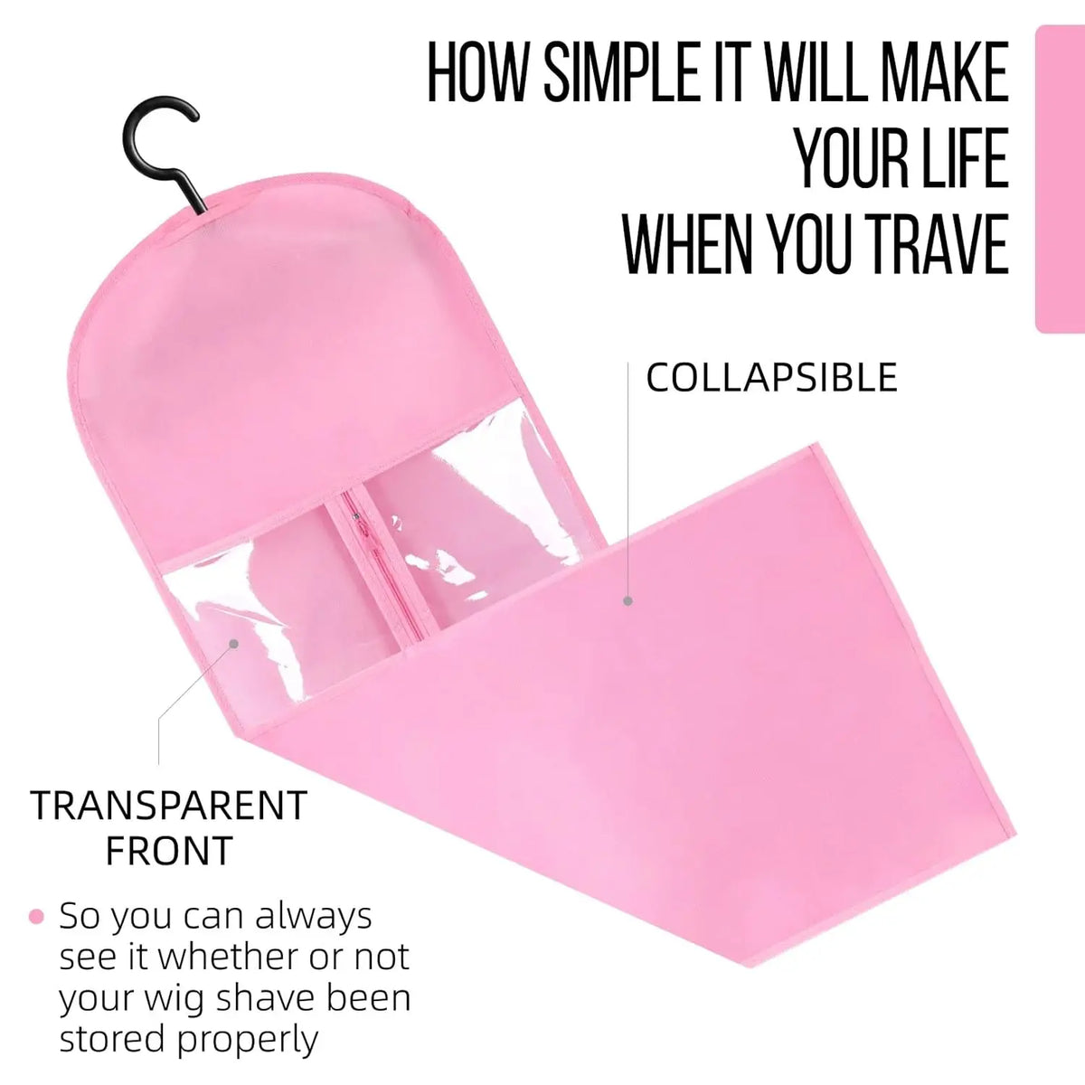 Wig Storage Bags Hair Extensions Storage Bag with Hanger for Lace Wigs Hair Extension Holder Wig Hanger with Bag Wig Accessories