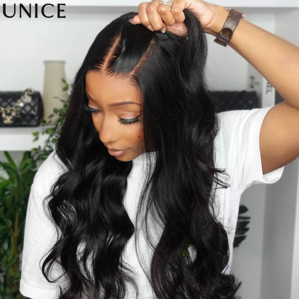 5x5 HD lace body wave human hair wig by HSF Marketplace in a natural flowing wave style