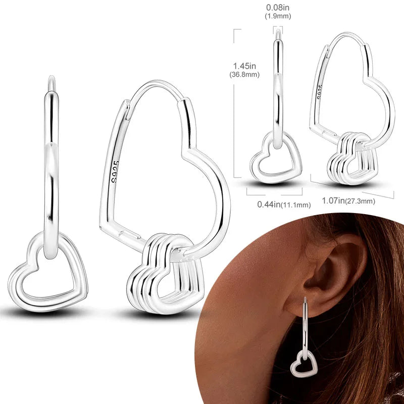 925 sterling silver hoop earrings with zirconia stones, hypoallergenic jewelry for women and girls