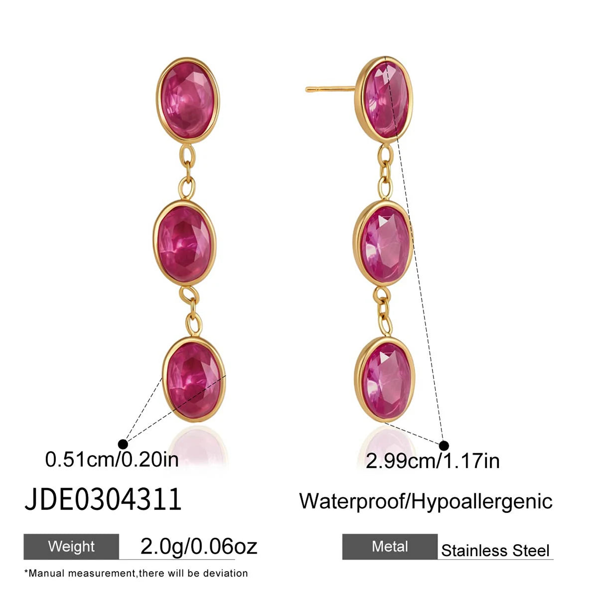 Multicolor geometric drop earrings with 18K gold plating by HSF Marketplace