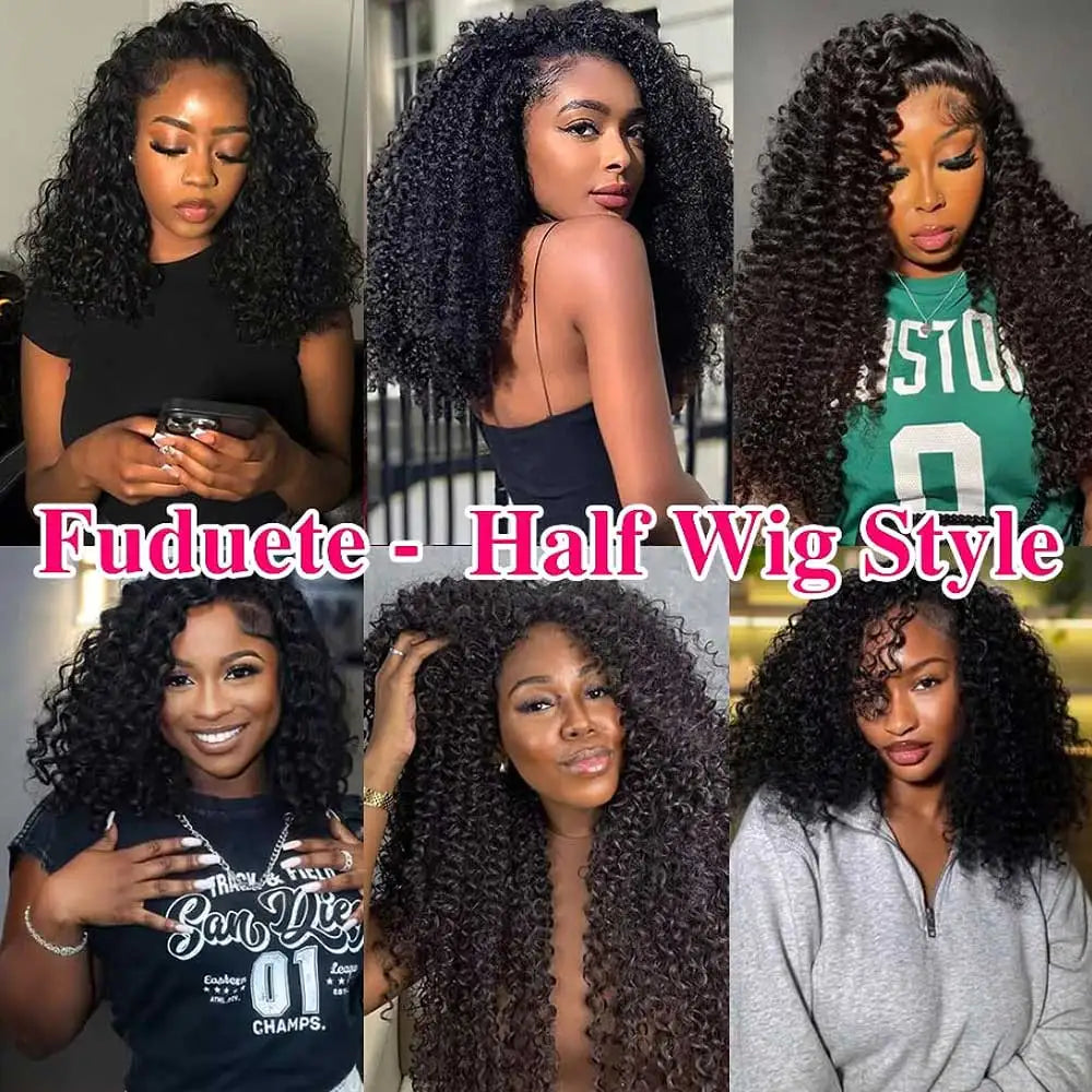Kinky Curly 32-inch Remy human hair half wig with headband by HSF Marketplace