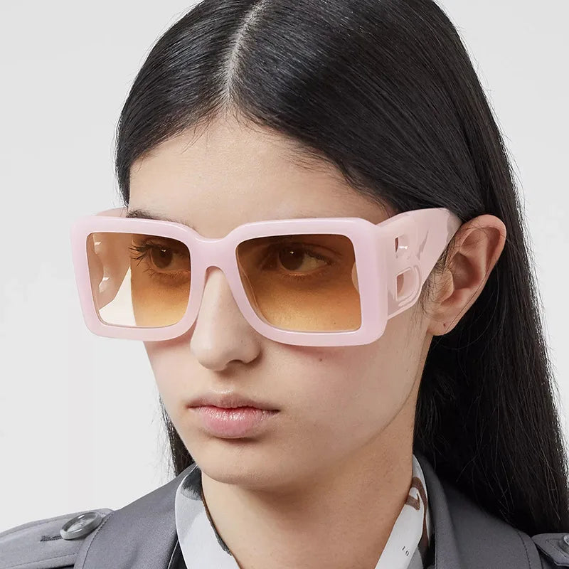 Fashion classic black women's sunglasses by HSF Marketplace featuring trendy square design, retro style, UV400 protection.
