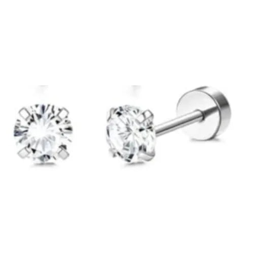 Drperfect 1Pair Flat Back Earrings for Women Surgical Steel Earrings for Sensitive Ears Hoop Stud Cartilage Tragus Piercings