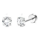 Drperfect 1Pair Flat Back Earrings for Women Surgical Steel Earrings for Sensitive Ears Hoop Stud Cartilage Tragus Piercings