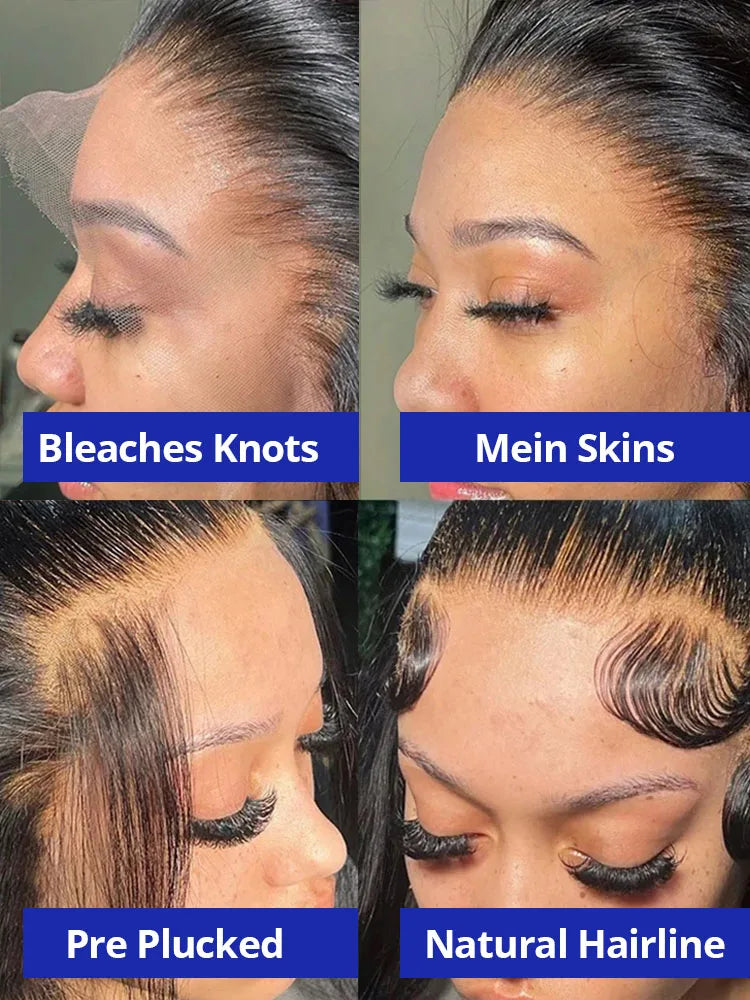 Luxurious Silky Long Straight Glueless Full Lace Front Human Hair Wigs For Women Brazilian Raw Virgin 13x4 13x6 Transparent Lace Frontal Wig 40 42 Inch 300 Density Ultra Smooth Straight Pre Plucked Hairline With Natural Baby