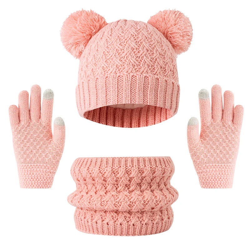 Children's winter hat, scarf, and glove set with snowflake design by HSF Marketplace