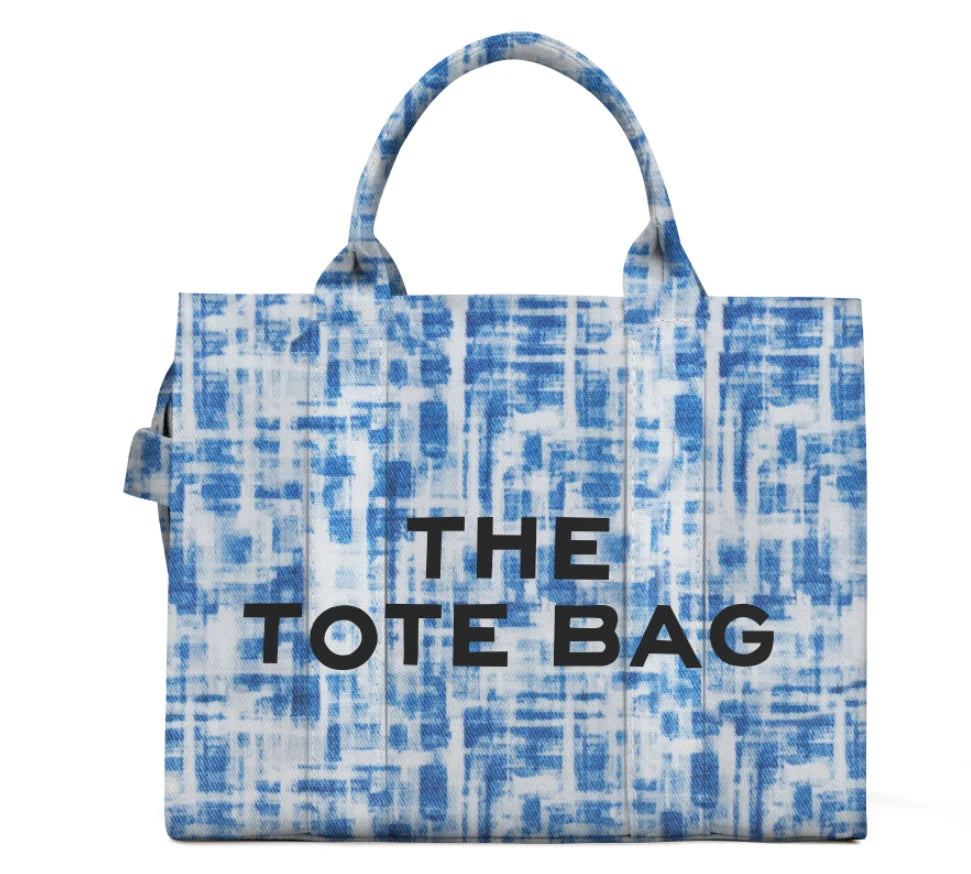 Denim Canvas Tote Bag For Women Large Capacity Color Canvas Bucket Tote Handbags Casual Shoulder Crossbody Bags