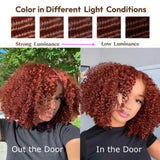 UNice 7x5 Bye-Bye Knots™ Glueless Wig Reddish Brown Jerry Curly & Afro Kinky Curly Wig With Drawstring Pre Cut Pre Bleached Glueless Human Hair Wigs