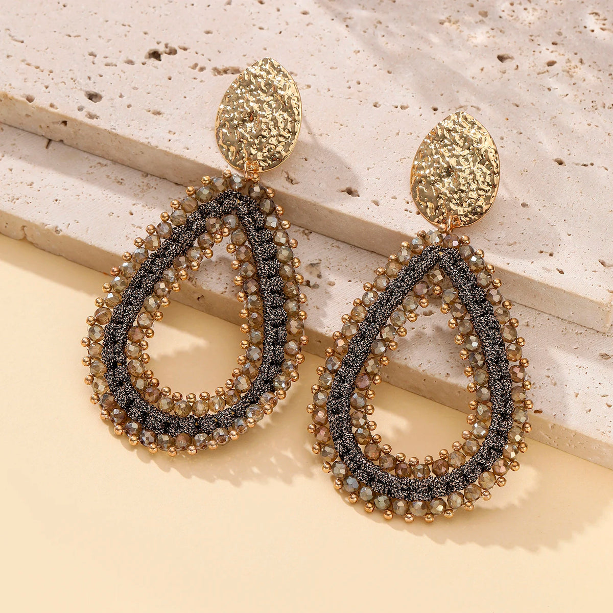 Colorful water drop shape earrings for women, handmade jewelry by HSF Marketplace