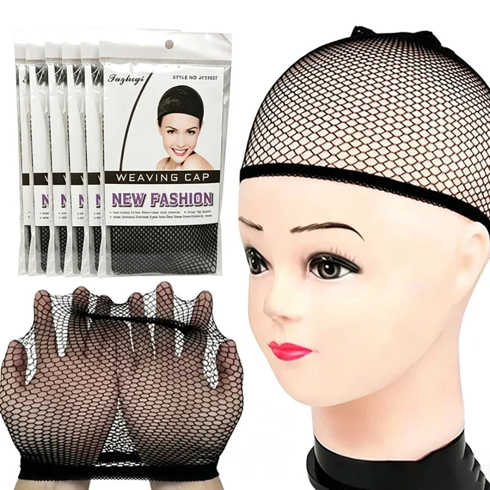 2026 1/2/5/8Pcs High-Quality Stretchable Elastic Hairnets Black Wig Making Cap Cool Cosplay Weaving Hair Net Stretch Hairnets