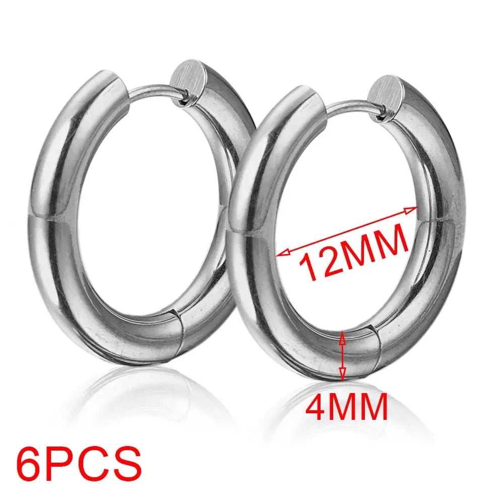 Gold plated large round hoop earrings for women, 6-piece jewelry set by HSF Marketplace