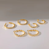 18K gold plated C-shaped zircon hoop earrings for women by HSF Marketplace