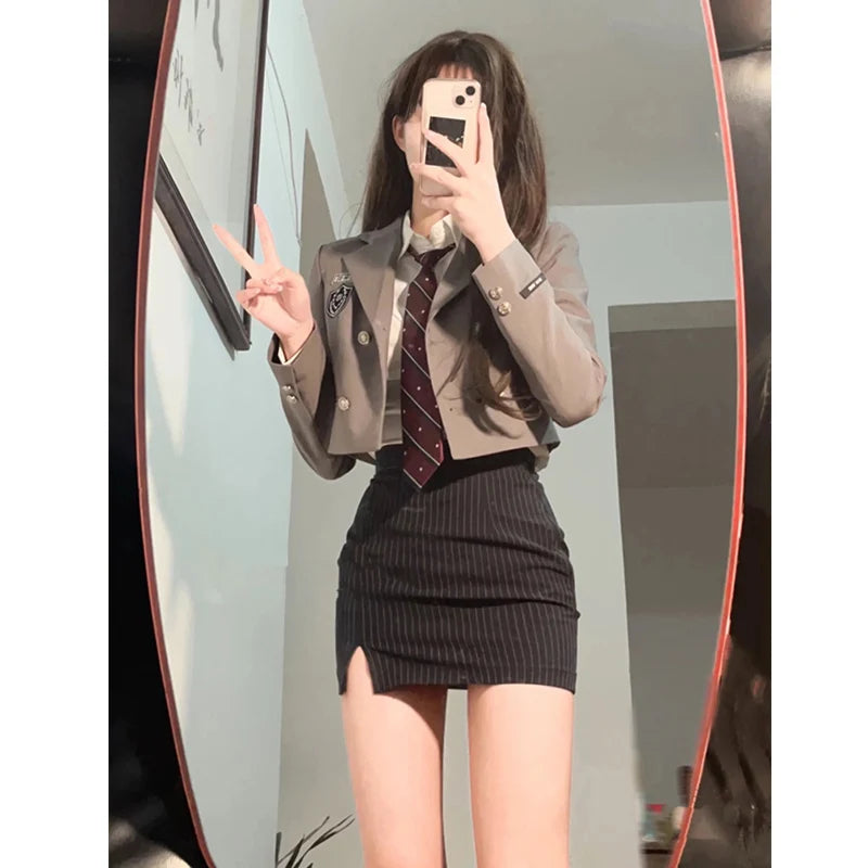 Korean style women's two-piece set for fall commute, HSF Marketplace K-culture merch outfit