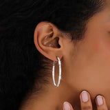 Elegant sparkling pink hoop earrings with clear gemstones, round design, by HSF Marketplace