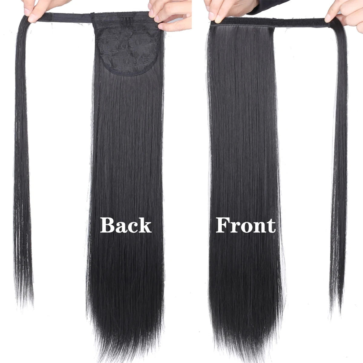 HSF Marketplace Brazilian Remy human hair wrap-around ponytail extension, long straight natural color hairpiece
