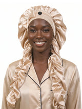 Heatless Curl Satin Bonnet for Sleeping, No Slip Sleep Bonnet with Long Curling Ribbons for Braids & Long Hair