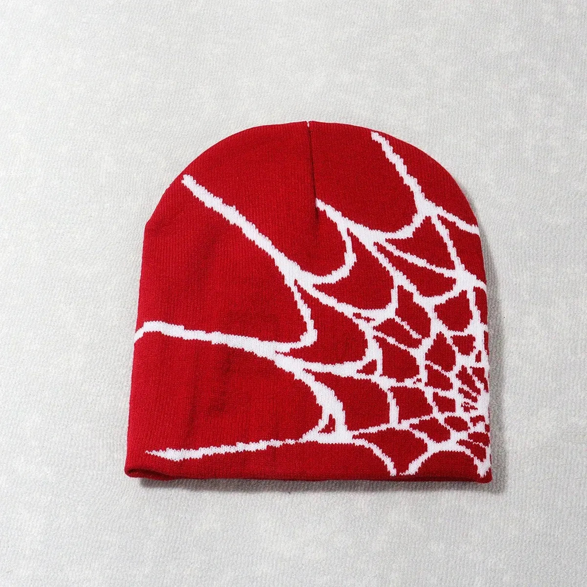 Autumn unisex spiderweb beanie hat knitted skull cap with Y2K punk pattern for women and men