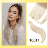 Yelo Ponytail human hair Remy straight clip-on ponytail extension in blonde, brown, and black shades