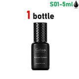 Close-up of Gollee 0.5s eyelash extension glue by HSF Marketplace, showing the waterproof eyelash adhesive in a professional salon setting.