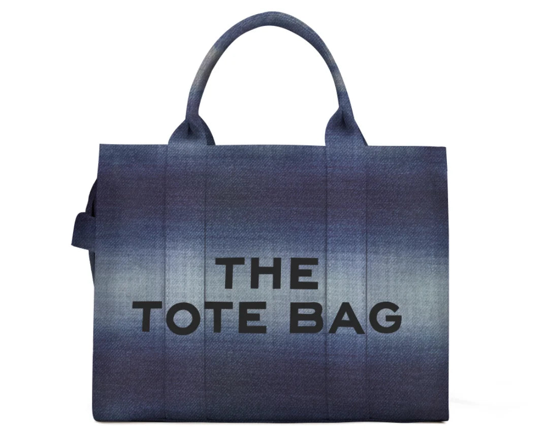 Denim Canvas Tote Bag For Women Large Capacity Color Canvas Bucket Tote Handbags Casual Shoulder Crossbody Bags