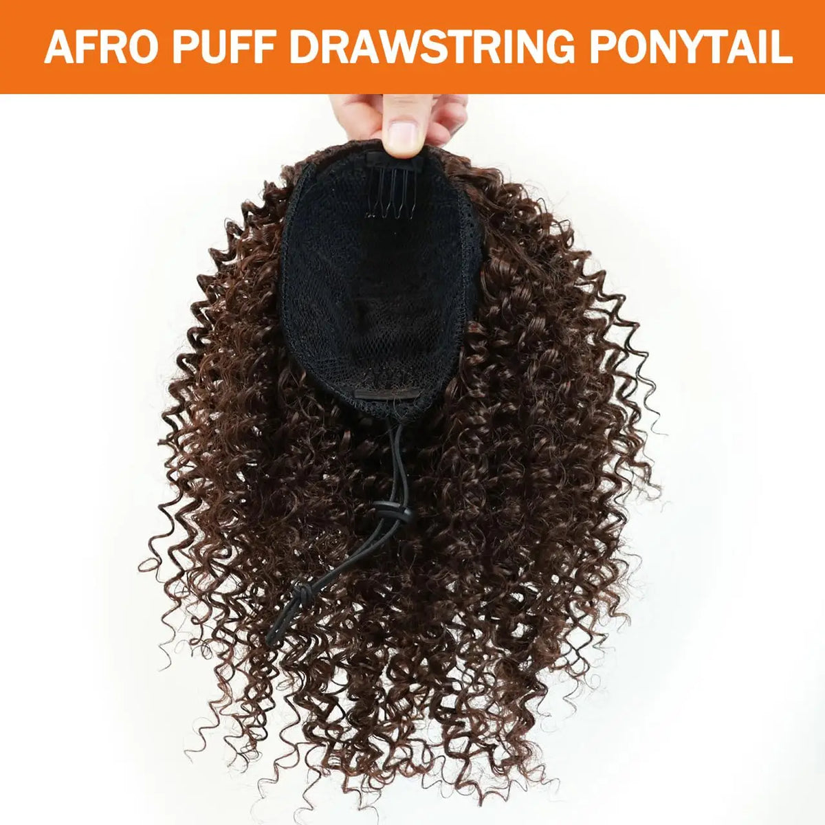Afro curly Brazilian Remy human hair drawstring ponytail extension, 12-24 inch high-volume ponytail for women