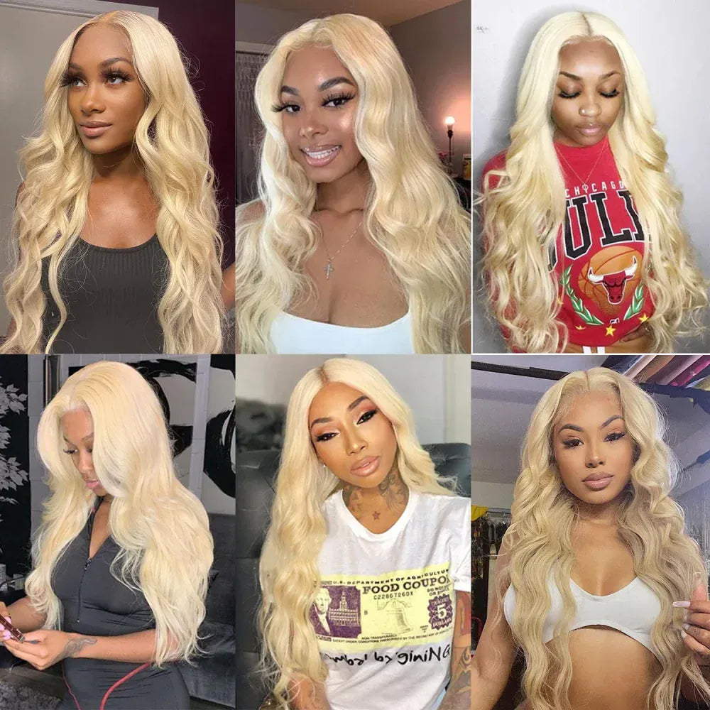 200% 250% Density 613 Blonde Lace Front Wigs Body Wave Human Hair 13x6 13x4 Hd Lace Frontal Wig Pre Plucked Brazilian Ponytail Human Hair Lace Frontal Wig For Women Ready to Wear On Clearance Sale Pre Plucked Wig Party Work
