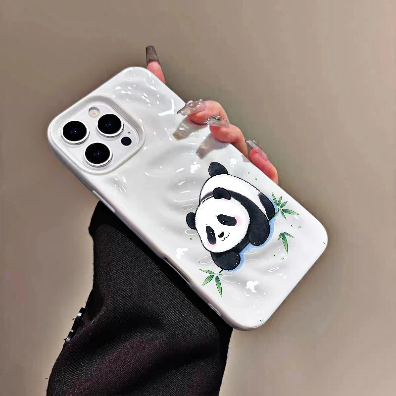 Light Blue Panda Phone Case for iPhone 11 to 18 Series
