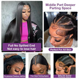250 density 30-inch straight Brazilian human hair lace front wig with HD lace and glueless closure in black