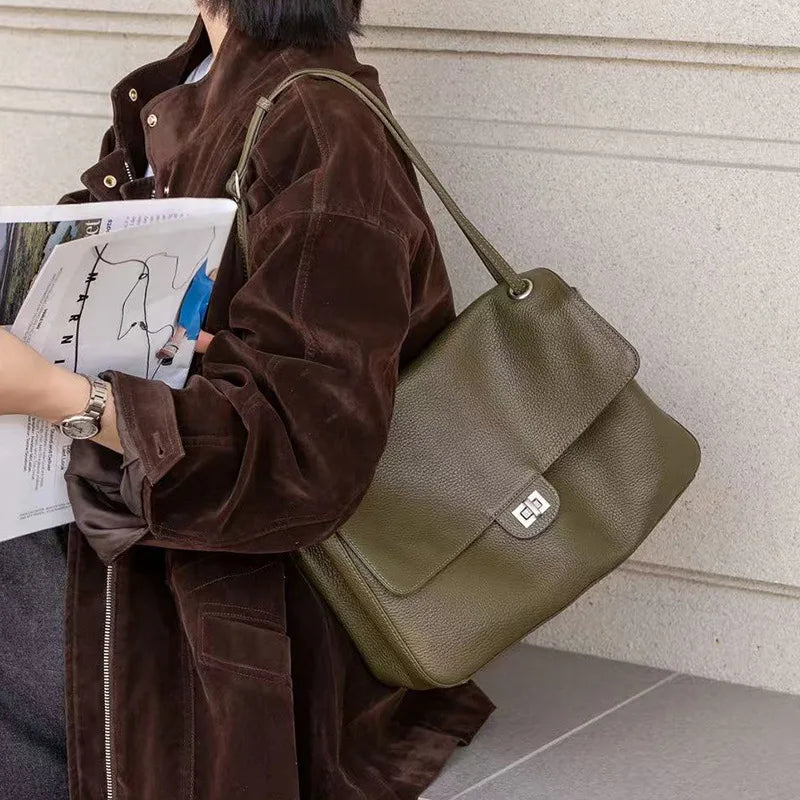 Women's luxury leather handbag by HSF Marketplace featuring a large capacity, soft wear-resistant texture, and simple trendy design.