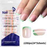 120-piece medium-long square acrylic French press-on false nails, full-cover mixed sizes by HSF Marketplace