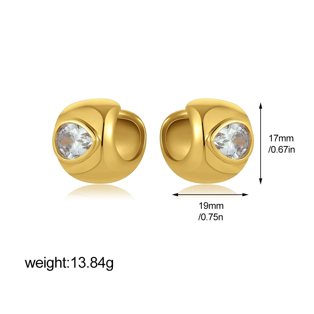 1Pc Minimalist Paved Zircon Double Layer Clip Earrings No Piercing Cartilage Ear Cuff Gold Plated Party Fashion Jewelry Gift