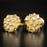 13MD irregular gold geometric earrings with textured alloy finish for women by HSF Marketplace