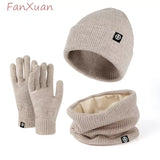 Women's winter beanie hat, gloves and snood scarf set by HSF Marketplace, cozy knit accessories